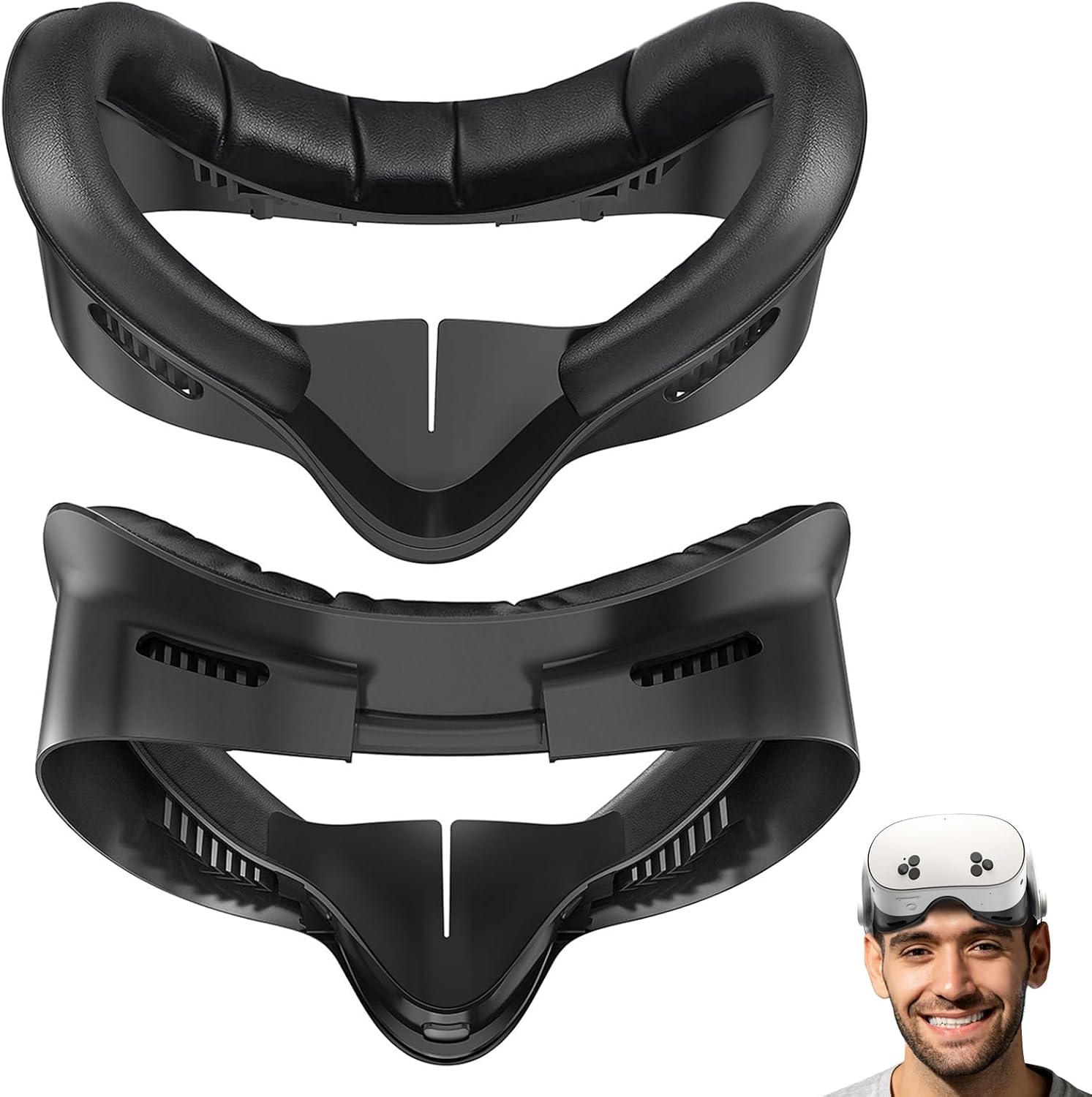 Almohadilla Facial de Realidad Virtual, Interfaz Facial Compatible con Accesorios Meta/Oculus Quest 3S, Almohadilla Facial de PU Suave como Repuesto para Quest 3S