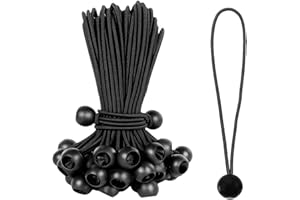 0XBIT Pulpos Elasticos, 20 Piezas Tensores Elásticos, 30 cm Tensores Lona Piscina, con Bola Sujeci'n para Lonas, Negro, para Tiendas Campaña, Cortinas, Pancartas