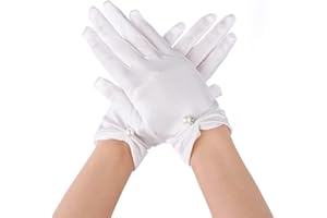 Yolev Weiße Blau Schwarz Handschuh Kurze Satin Handschuhe Damen Elegant Brauthandschuhe Blumenhandgelenk Spitzenhandschuhe Höflichkeits Sommer Hochzeits Oper Dinner Handschuhe