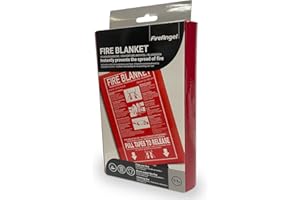 Fire Angel Feuerlöschdecke, 1 x 1 m, für Küche, Zuhause, Wohnwagen, Wohnmobil, Sicherheitszubehör, mit abwischbarer, Harter Schutzhülle