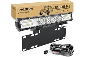 ‎RIGIDON RIGIDON Led lichtleiste mit 12V kabelbaum und kennzeichenhalterung schwarz, Dreireihige 18 Zoll 45cm 252W offroad beleuchtung für SUV Offroad Offroad, LKW, Fahrzeuge, 6000K Weiß led nebelscheinwerfer