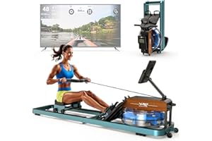 ORISYN Rudergerät für Zuhause, Klappbares Wasserrudergerät mit Bluetooth Monitor, Rudergeräte mit Verstellbarer Tablethalterung, 160KG Gewichtsbelastung