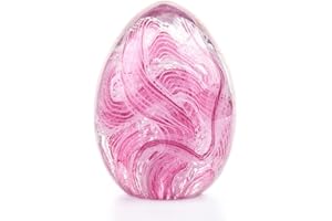 QFKRIS Crystal Blessings Paperweight Easter Eggs Blown Glass Art Figurine Desk Decor (Pink)