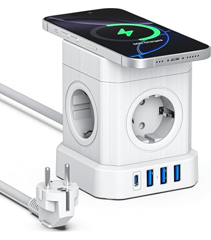 Voomy cube 9-in-1 stekkerdoos met usb, stekkerblok met schakelaar, 5