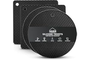 Haven Essentials Silicone Trivets – Pack of 4 Honeycomb Heat Resistant Hot Pads, BPA-Free Non-Slip Silicone Mats, 18cm Thick Dish, Pot & Pan Protectors for Kitchen Countertops & Dining Table