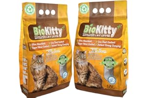 BioKitty 2 Pack Of Clumping Cat Litter, Highly Absorbent Bentonite Kitten Sand Litter, Marseille Soap Odour Control Cat Litter, 2x10L (20L, Marseille Soap)