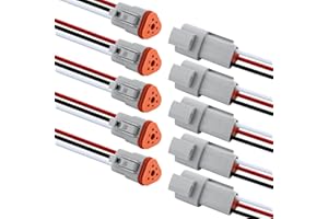NQEUEPN 5 Sets DT 3 Pin Connectors, Waterproof Automotive Electrical Connector Male&Female Plug Wiring Harness for Deutsch Connector Kit with 16 AWG Cable Wire for Car Truck Boat Motorcycle (Grey)