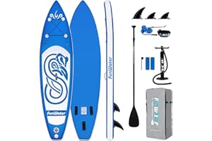 FunWater Tavola Da Stand Up Paddle Gonfiabile Sup Con Pagaia, 3 Pinne, Zaino, Pompa, Kit Di Riparazione E Laccio Di Sicurezza