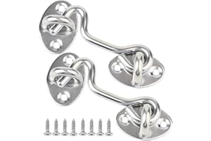 Litensh 2PCS Cabin Hooks and Eye Latch Lock Cabinet Latche, Barn Door Hook Lock, Gate Door Hook and Eye Latch, Swivel Window Hook for Sliding Door Bedroom Bathroom Windows Gates 3 Inch