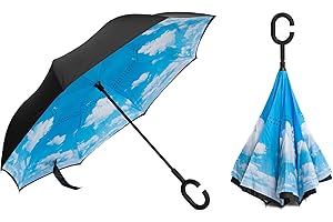 Braty Decorations Seitenverkehrter Stockschirm, Innovativer Regenschirm, Doppelschichtiger Regenschirm, Umgekehrter Regenschirm, Regenschirm mit C-förmigem Griff