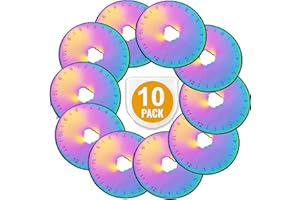 OAFAFORU Rotary Cutter Blades,45mm Replacement Blades(Pack of 10),Fits Fiskars,OLFA,Martelli,Dremel,Truecut,DAFA,Fabric Cutting Blades Refill for Quilting Scrapbooking Sewing Arts &Crafts,SKS-7 (Rainbow)