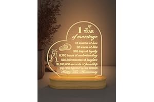 FULLOSUN Anniversary Wedding Gifts for Him/Her, I Love You Night Light 3D Illusion Lamp for Couple Wife Husband Romantic Valentines Wedding Day Present (1st)
