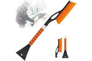 PLACHIDAY 27'' Snow Brush, Detachable Ice Scraper for Car Windshield with Ergonomic Foam Grip for Cars & Trucks & SUV Windscreen Snow Removal, Gift for Christmas