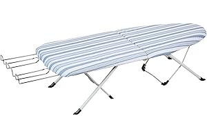 Honey-Can-Do BRD-01292 Składana deska do prasowania z żelaznym podpórką, wielokolorowa, 31.496002x8.1281x42.011601 cm