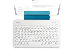 SBS Tastiera Wireless Bluetooth Universale, Layout QWERTY, Stand Integrato, Design Sottile, Ricaricabile, per Tablet, iPad, Smart TV, Smartphone, Bianca