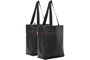 ‎BIKEZAC BikeZac Fahrradtaschen schwarz Set | Fahrrad Shopper | Schwarze Fahrradeinkaufstasche | Einkaufstasche für Gepäckträger | Einkaufswagen | Recycling Tasche umweltfreundlich | Bikezac 2.0 Black 2 x