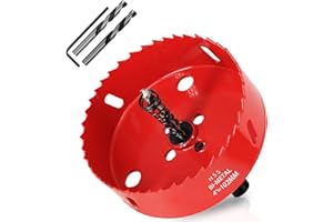 KACNON Seghe a Tazza Bi-Metallica 102 mm, M42 HSS Sega A Tazza Trapano, con Adattatore Esagonale e Punta di Centraggio, per Forare Plastica, PVC, Legno, Fibra di Legno, Metallo Dolce, Rosso