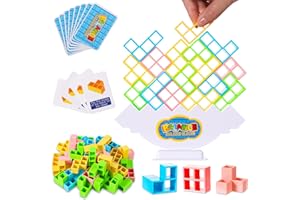 SAVITA 48 Teile Tetra Tower Balance Stacking Blocks Spiel, Blocks Stacking Game Set für Kinder und Erwachsene Blocks Game für 2 Spieler Heimspiele Partys Reisen(Macaron Farbe)