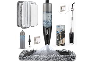 BUUROOHM Scopa spruzzatore in microfibra per la pulizia di pavimenti asciutti e umidi per la cucina, pavimenti in legno, piastrelle in ceramica laminata, 6 teste di ricambio