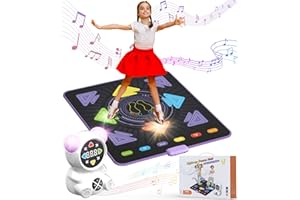 FWFX Tanzmatte Spielzeug für Mädchen Jungen: Geburtstagsgeschenke für Kinder im Alter von 3–12 Jahren, Wiederaufladbares Kindertanzmatten, Leuchtende Musikmatte mit Kabellosem Bluetooth-Musikplayer