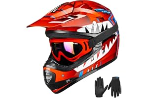 ILM Motocross cykelhjälm för barn för pojkar och flickor med glasögon MTB-handskar ATV off road ECE B07