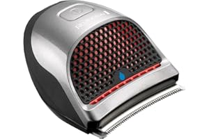 Remington Quick Cut Hair Clippers with 9 Comb Lengths Curved Blade for Rapid Hair Trimming Detailing with Storage Pouch - HC4250, Black/Red