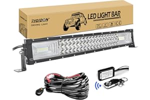 RIGIDON 22 Pulgadas 55 cm 270W barra de luz led, Barras luminosas led y 12V estroboscópica kit de cableado para off road camión coche SUV 4x4, Foco Inundación Combo, 6000K lámpara de conducción