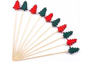 PartyWoo Lot de 100 pics à apéritif, 11,9 cm, cure-dents décoratifs pour apéritif, brochettes décoratives pour cocktail, fête, pics à boisson avec arbres