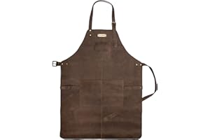 DRAKENSBERG Delantal de barbacoa 'Bob' – Delantal profesional de piel para barbacoa, gastro, bar, barista, regalo para hombres y hombres, sostenible, hecho a mano, piel retro vintage