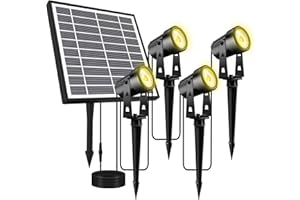 Aomeya Solar Garden Spike Lights, LED Solar Powered Pathway Lights 4-in-1 Solar Spot Lights Outdoor,IP65 Waterproof Landscape Spot Lights for Garden,Yard,Lawn,3000K Warm White