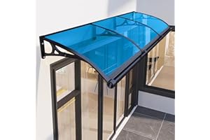 ZAZRLW Window Awning Door Canopy, Door Awnings Exterior, Awning for Door Window Exterior, Front Door Canopy with Aluminum Bracket for UV, Rain and Snow Protection-Lake Blue-60x130cm/24"x51"