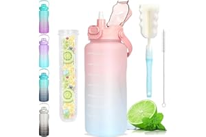 CodiCile 1.6L Water Bottle with Straw and Fruit Infuser, BPA Free Tritan Large Water Bottle 1.6L, Leak-proof Sports Drinks Bottle with Time Markings for Sport, Gym, Indoor, Outdoor
