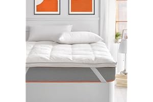 WHAT THE SLEEP ZZZZ What The Sleep - Topper de Plumas y Plumón 100% Natural | 150x200 cm | Envolvente | Transpirable | Lavable | Sobrecolchón | Cubrecolchón | Colchoncillo | Bass