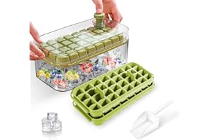 SEACHRGIF Cubiteras Para Hielo, Moldes Hielo,Bandeja Hhielo,Cubitera de Grado Alimenticio, Liberación de Todos Los Cubitos de Hielo en un Segundo, Molde Hielo Reutilizable Para 64 Ice Cube Tray （verde）