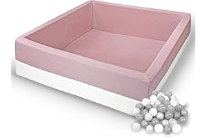 Rainbow Kids - XXL Luxus Bällebad Bällepool Bällebecken Spielbälle Kugelbad Bällchenbad Spielbecken Ball (120x120x40 mit 500 Bällen, Rosa-Weiss)
