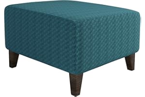 XJHKG Foot Stool Cover Rectangle, Machine Washable Stretch Jacquard Storage Ottoman Foot Rest Cover Sofa Furniture Protector Slipcover (Teal,Large)