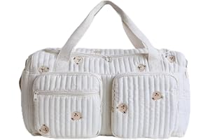 Tutamaz Mångsidig skötväska för mammor, baby och gravidväska, skötväska barnvagn för mammor, dragkedja med broderad, björn, tryckt, för förlossning på sjukhuset, resor, barnvagn, en