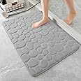 HomeCloud Memory Foam Bath Mat, Cobblestone Bathroom Rectangular Rugs Floor Mats Super Water Absorbent Bath Mats for Bathroom/Machine Washable Bath Rugs (Stone_Grey, 40x60cm)