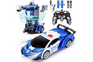 Dolanus Toys for 3-8 Year Old Kids: Transforming Remote Control Car Toys Gifts for 3 4 5 6 7 8 9 10 Year Old Boys Toy Birthday Presents Transformable Rechargeable Robot RC Cars 360° Rotating