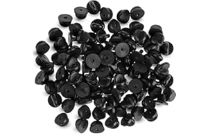 STYQUENZER Lot de 100 fermoirs en caoutchouc PVC pour broche, cravate, chapeau, insigne, épingles, capuchons de rechange pour badges uniformes - Noir