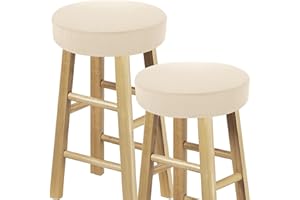 AHQiZFX 2 Stk runder hockerbezug,Beige Runder Barhocker Bezug,Drehstuhl Hocker Bezug,Waschbarer Hockerkissenbezug,Dehnbar Barhocker Bezug,für Bürostühle Esszimmerstühle Bar Rund Hocker Sitzkissenbezug