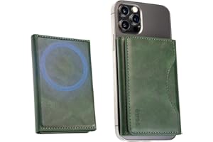 TECHMADE Etres Magnetische Brieftasche kompatibel mit MagSafe für iPhone 16/15/14/13/12 Serie, Kartenhalter aus PU-Leder, Bargeldfach und 6 Kartenfächer, grün, Taglia Unica, Casual