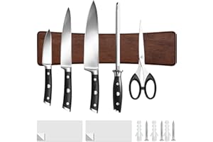 HOSHANHO Portacoltello Magnetico, Barra Magnetica per Coltelli con Magnete Extra Forte, Portacoltello in Legno di Accacia per Coltelli, Utensili e Attrezzi, 25cm
