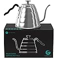 Coffee Gator Gooseneck Kettle – 1.2 Litre, Stainless-Steel Stovetop Kettles w/Precision Drip Spout & Built-in Thermometer