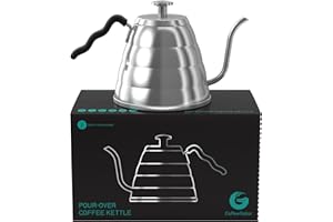 Coffee Gator Gooseneck Kettle – 1.2 Litre, Stainless-Steel Stovetop Kettles w/Precision Drip Spout & Built-in Thermometer