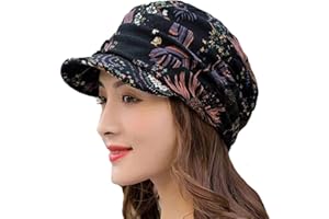 BeerMmay Casquette à Bord Court plissé Floral, Chapeaux d'hiver pour Femmes
