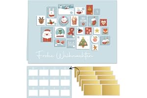 JOYEASE Rubbellos Adventskalender 2025 Karte, DIY Rubbelkalender zum Selber Beschriften, Adventskalender Selber Machen für Kinder Erwachsene Paare Familie