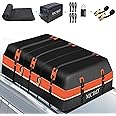 30 Cubic Feet Rooftop Cargo Carrier Bag, Waterproof Soft-Shell Car Roof Bag for All Vehicles SUV with/Without Rack, Car Top Luggage Storage Bag, Orange