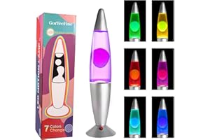 GORYEEFINE 16Inch Non-Bubble LED Liquid Motion Lamp, DC Powered Motion Lamp, 7 Color Changing Night Lights for Kids & Adults, Home Decor, Relaxing Gift (Purple/Pink)