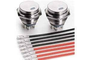 Gebildet Stainless Steel 12-24V/15A Waterproof Round Rocker Switch 22mm Blue LED Lighted ON Off 4 Pin Illuminated Toggle Switch for Marine Car RV Truck